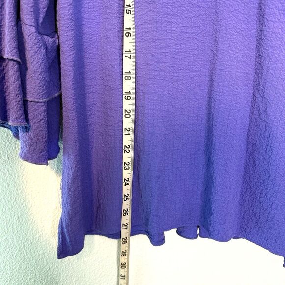 Ali Miles Ruffle Neck Purple Blouse Size Small - Picture 5 of 9